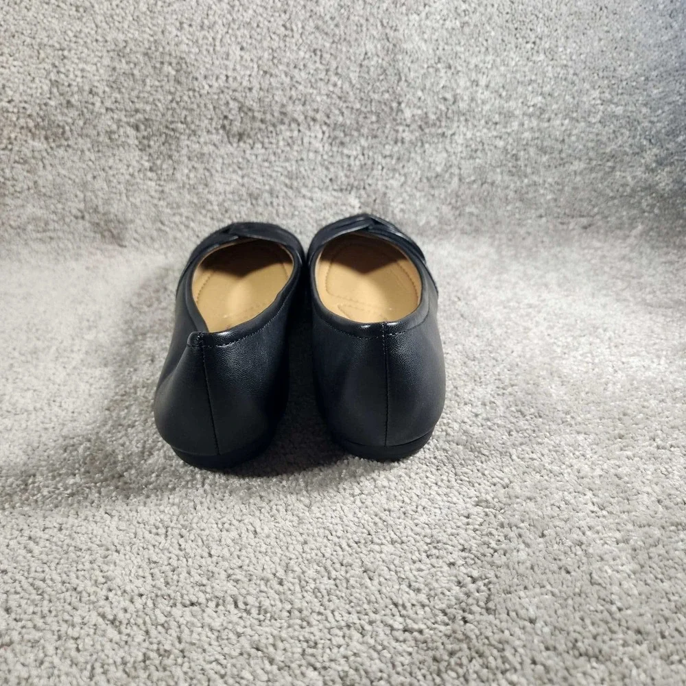 Earth Jacci Ballet Flats Black Leather Knotted Twist Comfort Womens 7